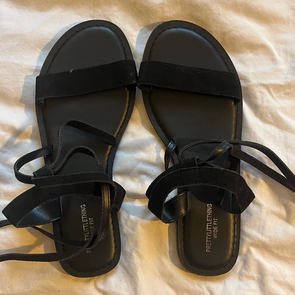 Black tie up sandals